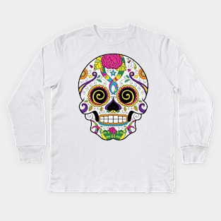 Spinning Calavera Kids Long Sleeve T-Shirt